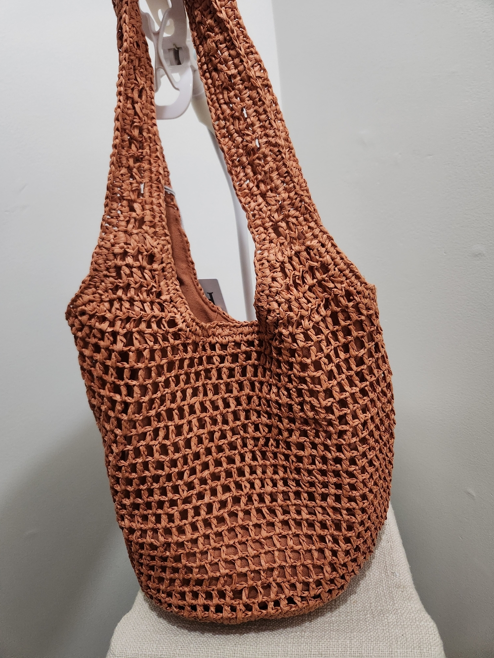 Handmade Crochet Tote Bag - Rust Brown - Picture 4 of 6